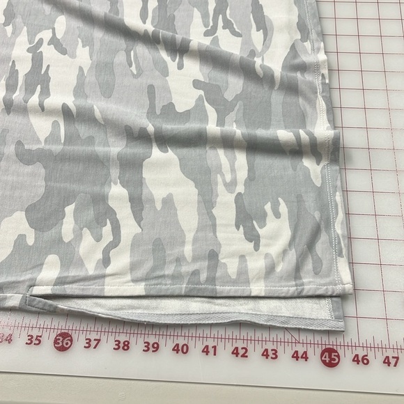 HILARY RADLEY Grey/WHT Camo Crew Side Slit SLVless Beachy Minimal Midi Dress XL - Picture 16 of 16